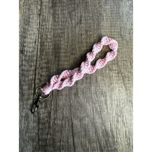 Pink Wristlet Purse Strap Macrame Pink Bag Charm Keychain Accessory NEW